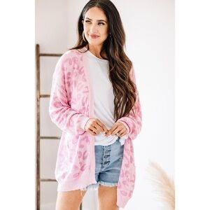Hayden Animal Print Lightweight Pocket Cardigan Sweater Size S/M
